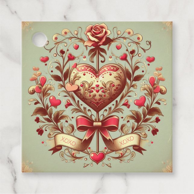 Valentinstag Vintages Herz Xoxo Geschenkanhänger (Vorderseite)
