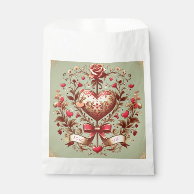 Valentinstag Vintages Herz Xoxo Geschenktütchen (Vorderseite)