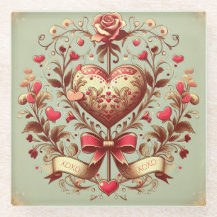 Valentinstag Vintages Herz Xoxo Glasuntersetzer