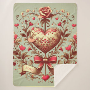 Valentinstag Vintages Herz Xoxo Sherpadecke
