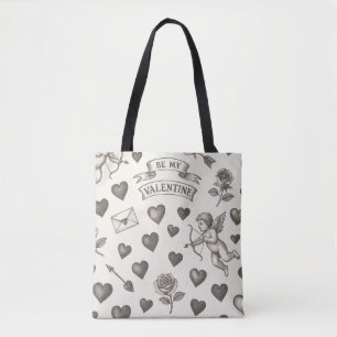 Valentinstag Vintages Muster Herz Rose Cupid