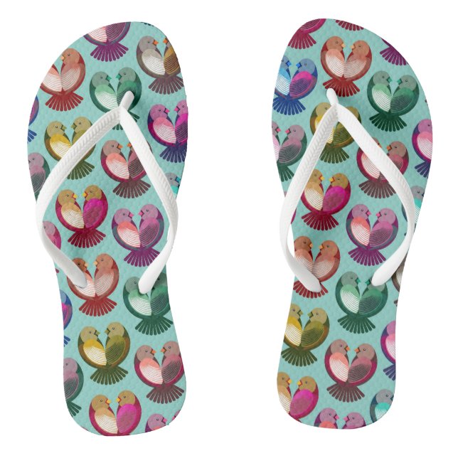 Valentinstag Vögel verliebt Flip Flops (Fußbett)