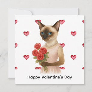 Valentinstag von der Katzenmutter mit roten Rosen Feiertagskarte