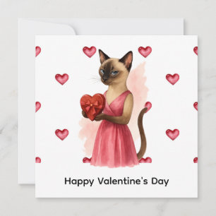 Valentinstag von Katzen-Mama mit rotem Herzen Feiertagskarte