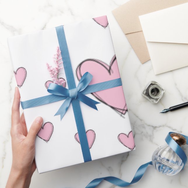 Valentinstag wackelndes Papier rosa Herzen Geschenkpapier (Schenken)