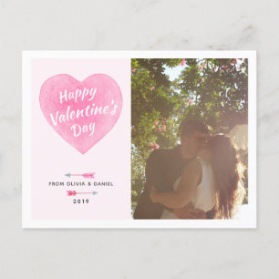Valentinstag-Wasserfarbe-Herz-Foto-Postkarte Feiertagspostkarte