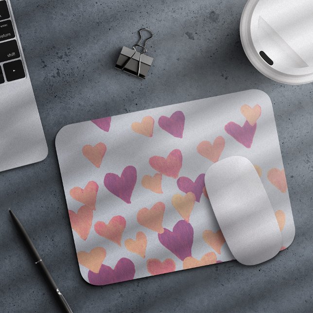 Valentinstag Wasserfarbenherzen - pastellrosa Mousepad (Von Creator hochgeladen)