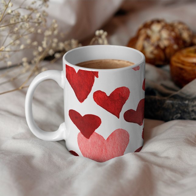 Valentinstag Wasserfarbenherzen - rot Tasse (Von Creator hochgeladen)