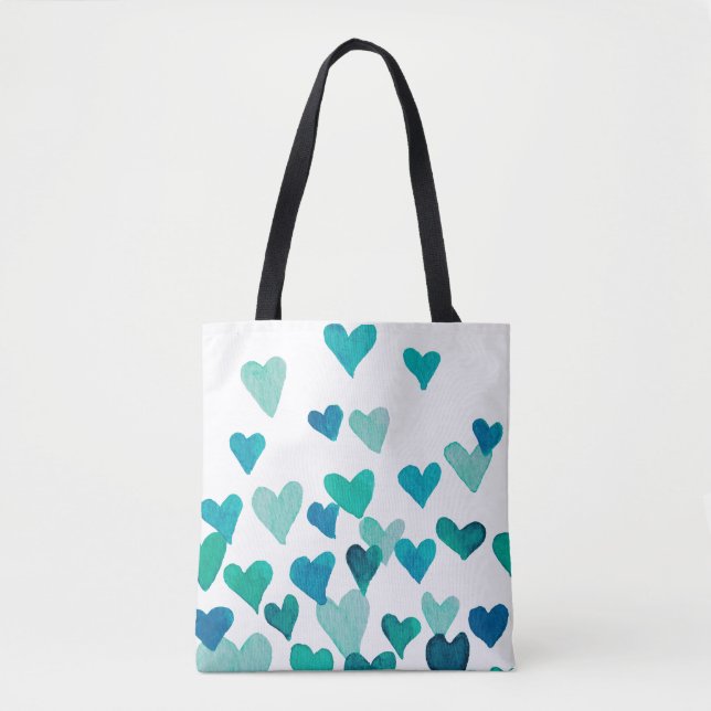 Valentinstag Wasserfarbenherzen - Türkis (Vorderseite)