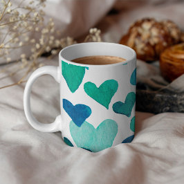 Valentinstag Wasserfarbenherzen - Türkis Tasse