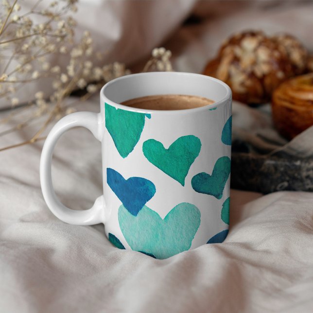 Valentinstag Wasserfarbenherzen - Türkis Tasse (Von Creator hochgeladen)