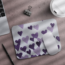 Valentinstag Wasserfarbenherzen - ultra violett Mousepad