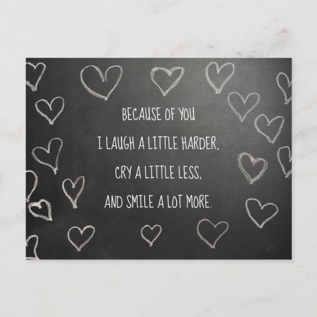 Valentinstag wegen deiner Tafel Postkarte (Vorderseite)