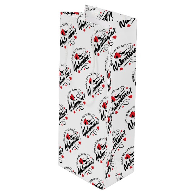 Valentinstag Weinbeutel Geschenktüte Für Weinflaschen (Vorderseite Schrägansicht)