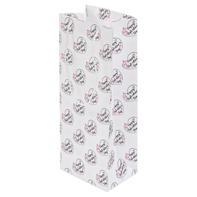 Valentinstag Weinbeutel Geschenktüte Für Weinflaschen (Rückseite Schrägansicht)