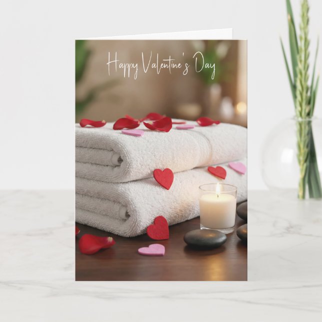 Valentinstag-Wellness mit Herzen Karte (Vorderseite)