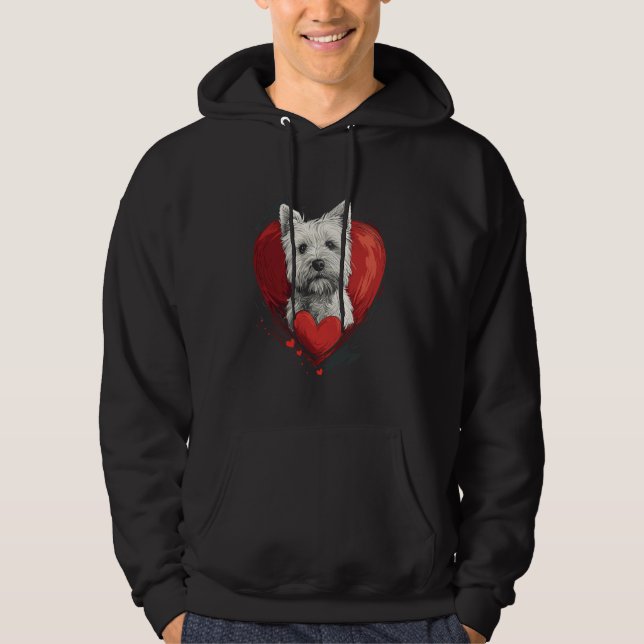 Valentinstag West Highland White Terrier Hoodie (Vorderseite)