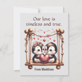 Valentinstag Wine Love Pinguine Feiertagskarte