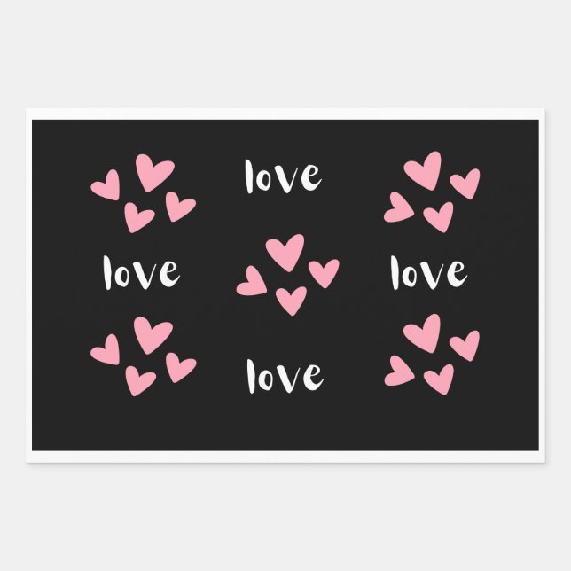 Valentinstag Wrapping Paper Geschenkpapier Set (Vorderseite)