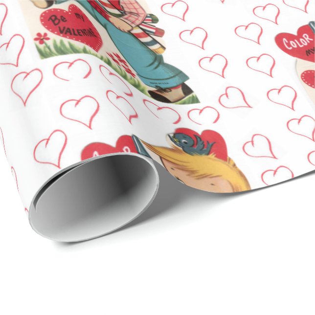 Valentinstag Wrapping Paper Vintag Geschenkpapier (Rolleneckpunkt)