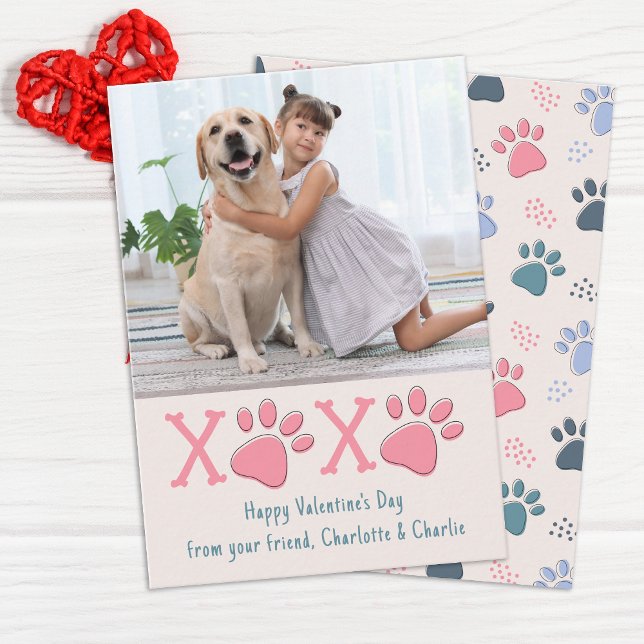 Valentinstag XOXO Haustier Hund Foto Klasse Kinder Mitteilungskarte (Von Creator hochgeladen)