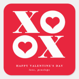 Valentinstag Xoxo-Herz Quadratischer Aufkleber