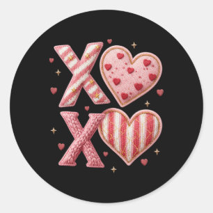 Valentinstag Xoxo Latch-Haken-Garn Häkelherzen Tas Runder Aufkleber