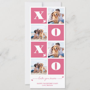 Valentinstag XOXO Modernes Rosa 4 FotoCollage Feiertagskarte