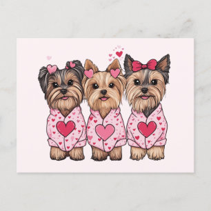 Valentinstag Yorkie Dogs Feiertagspostkarte