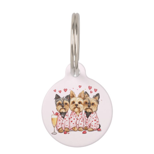 Valentinstag Yorkie Dogs Haustiermarke (Vorderseite)