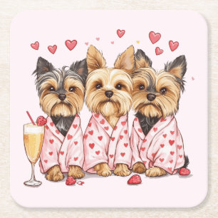 Valentinstag Yorkie Dogs Rechteckiger Pappuntersetzer