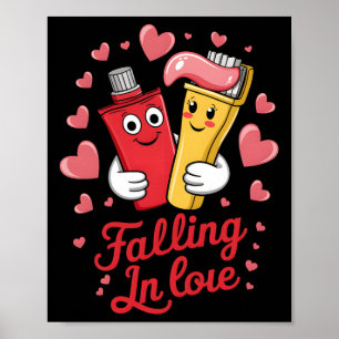 Valentinstag Zahnpasta Liebe Zahnbürsten Sich Verl Poster