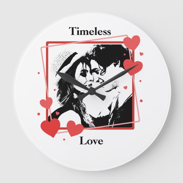Valentinstag Zeitlose Liebe Hörrahmen Wand Große Wanduhr (Vorderseite)