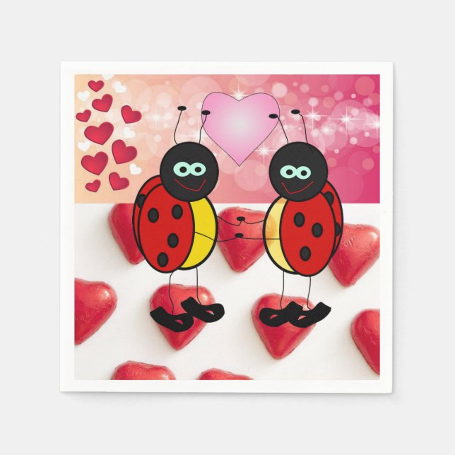 Valentinstag Zeitung Napkins, Ladybug Serviette (Vorderseite)