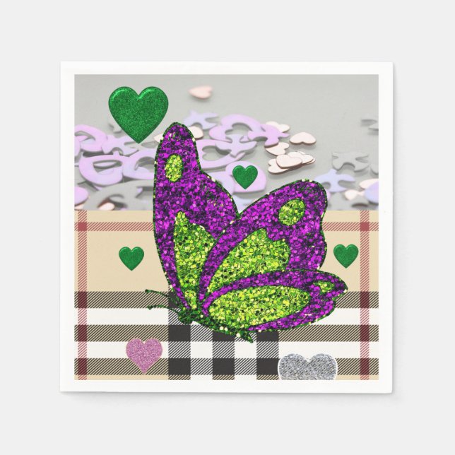 Valentinstag Zeitung Napkins, Schmetterling Serviette (Vorderseite)