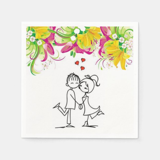 Valentinstag Zeitung Napkins Serviette (Vorderseite)