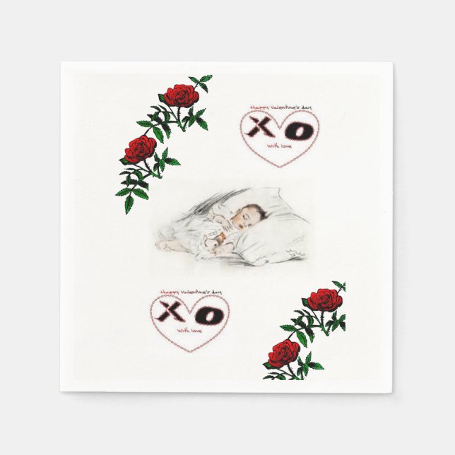Valentinstag Zeitung Napkins Serviette (Vorderseite)