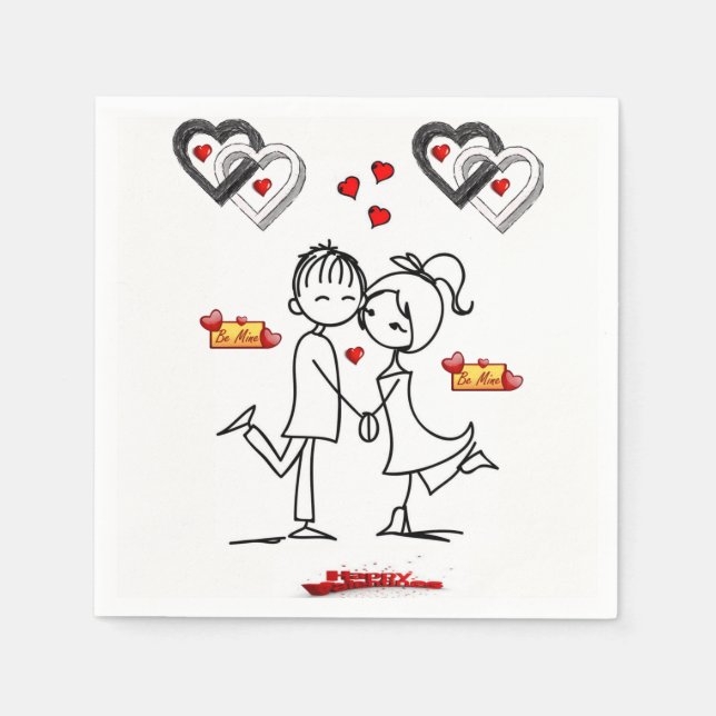 Valentinstag Zeitung Napkins Serviette (Vorderseite)