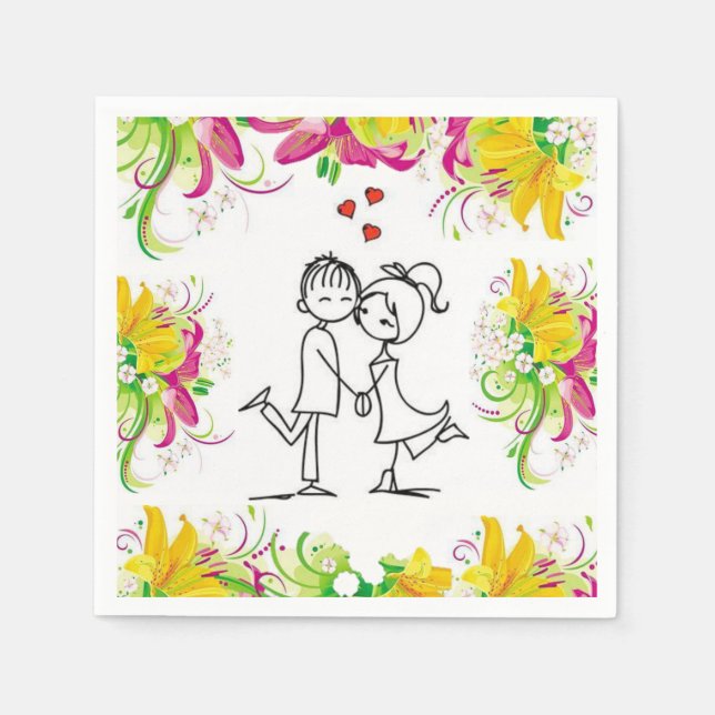 Valentinstag Zeitung Napkins Serviette (Vorderseite)