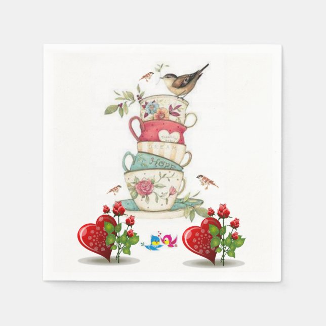 Valentinstag Zeitung Napkins Serviette (Vorderseite)