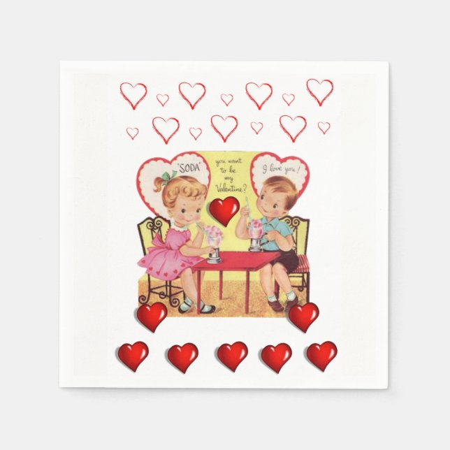 Valentinstag Zeitung Napkins Serviette (Vorderseite)