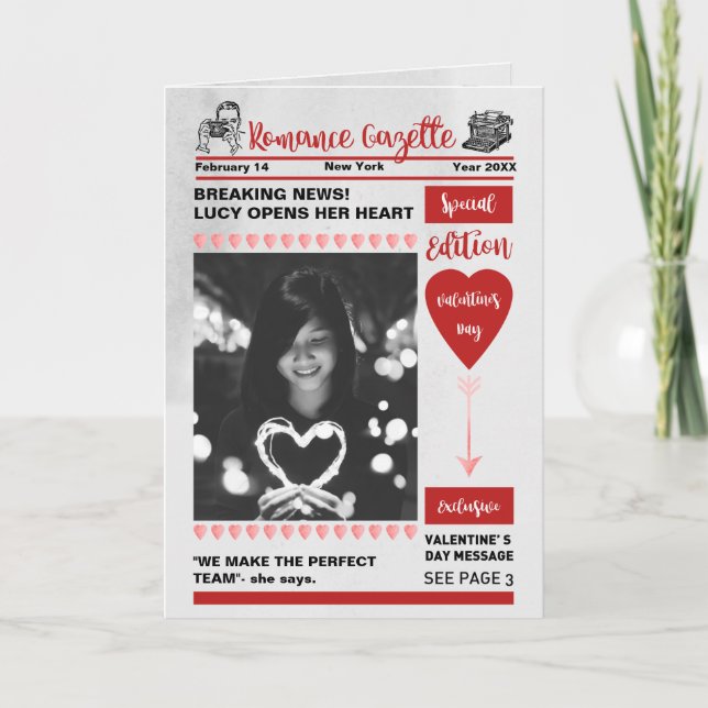 Valentinstag-Zeitungscover Feiertagskarte (Vorderseite)
