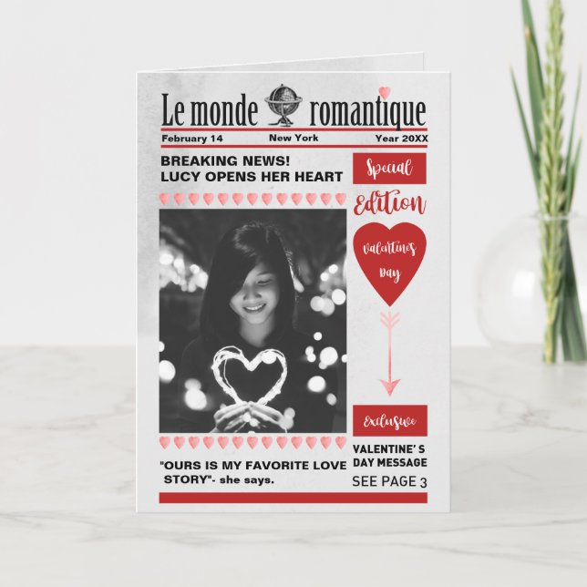 Valentinstag-Zeitungscover Feiertagskarte (Vorderseite)