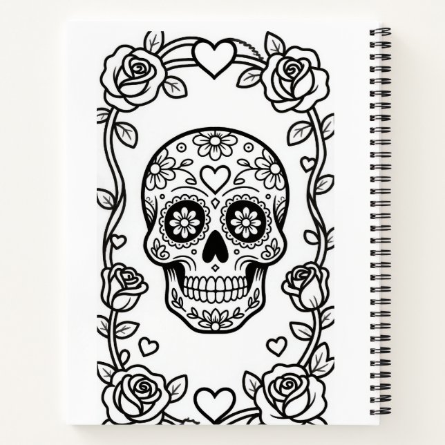 Valentinstag-Zuckerschädel-Notizbuch Notizbuch (Rückseite)