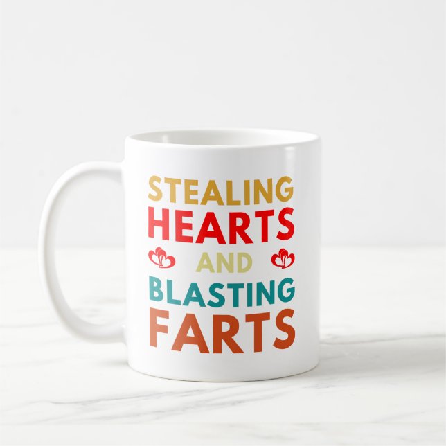 Valentinstag zum Stehlen von Herz und Furz Kaffeetasse (Links)