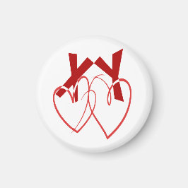 Valentinstag zwei niedliche Herzen Liebe Magnet