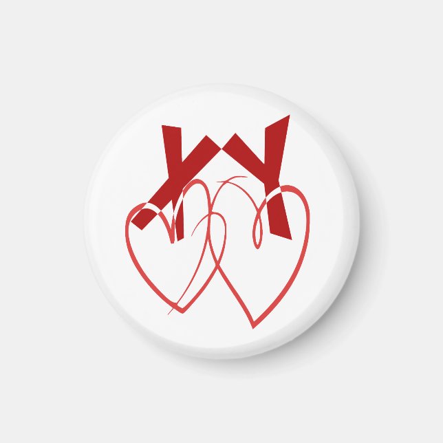 Valentinstag zwei niedliche Herzen Liebe Magnet (Vorne)