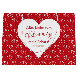 Valentinstag, zwei rote Herzen - Große Geschenktüte