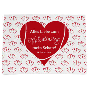 Valentinstag, zwei rote Herzen - Große Geschenktüte