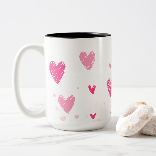 Valentinstag Zweifarbige Tasse (Mit Donut)